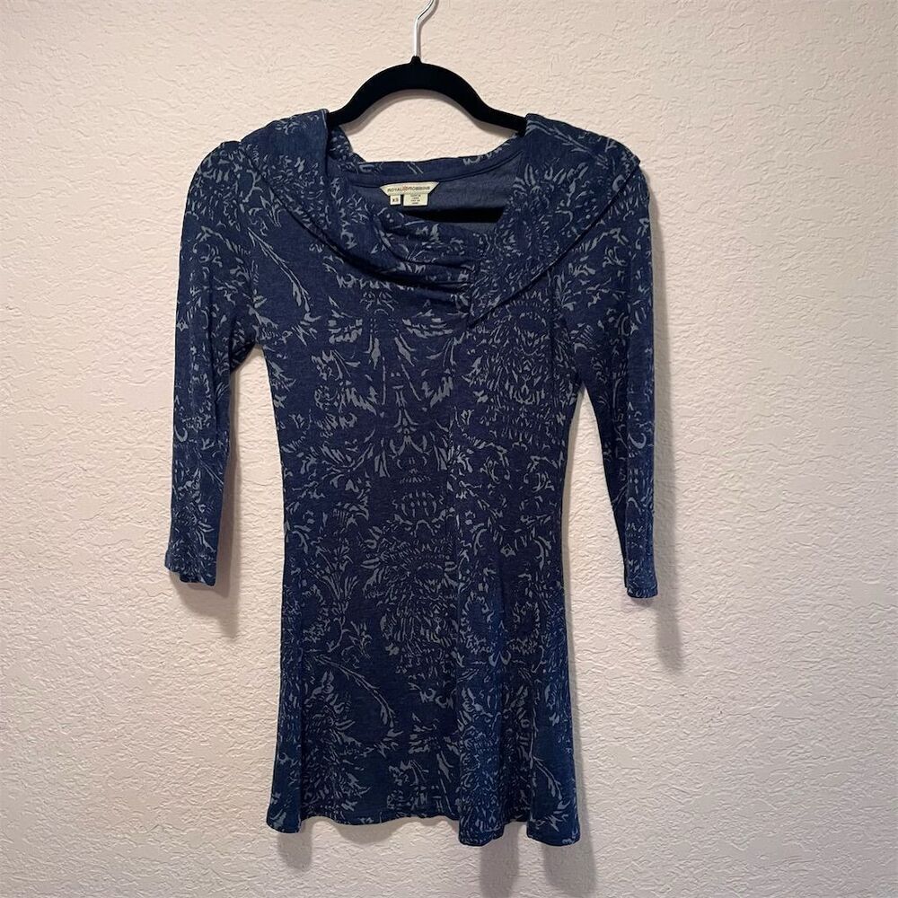 *30off3* Royal Robbins Women's XS Blue Paisley Cowl Neck Knee Length Dress - Picture 2 of 7